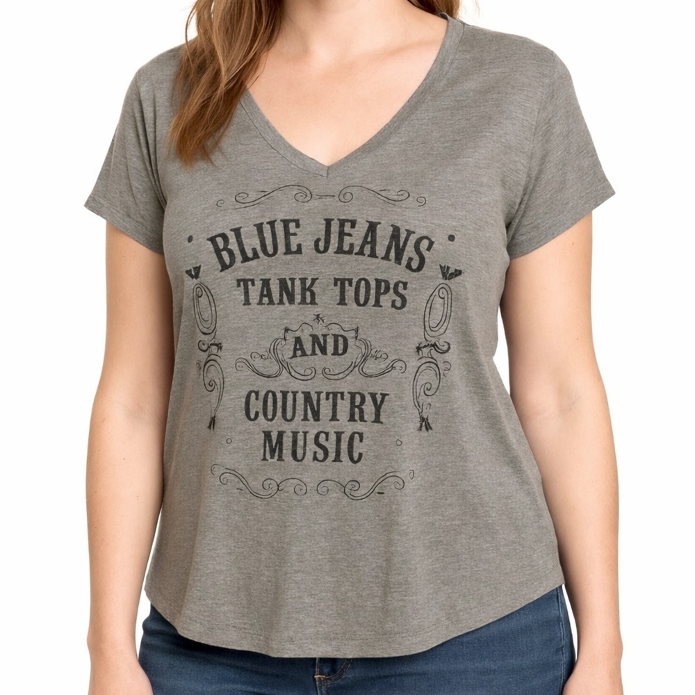 V-Neck Short Sleeve Graphic T-Shirt, XL